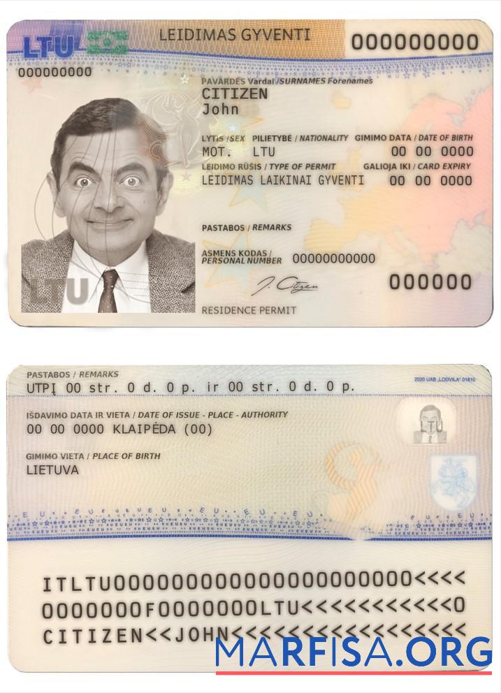 Downloadable Lithuania residence permit real example